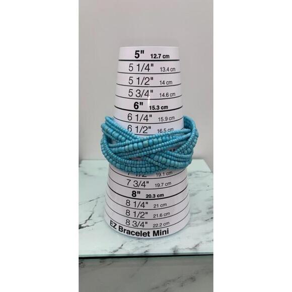 Handmade Braided Seed Bead Turquoise Aqua Blue Memory Wire Cuff Bracelet Boho - Picture 3 of 3